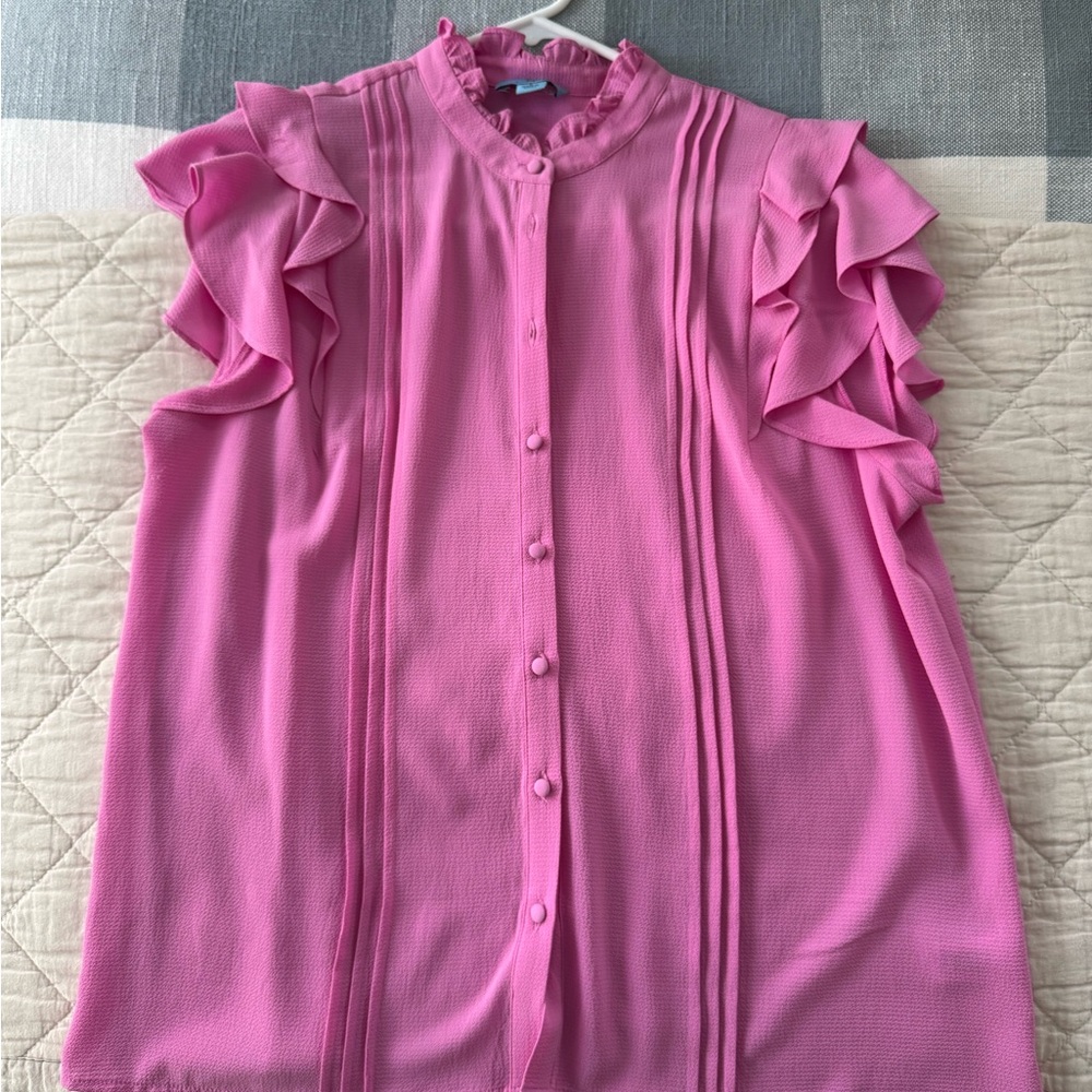 CeCe Pink Ruffled Blouse